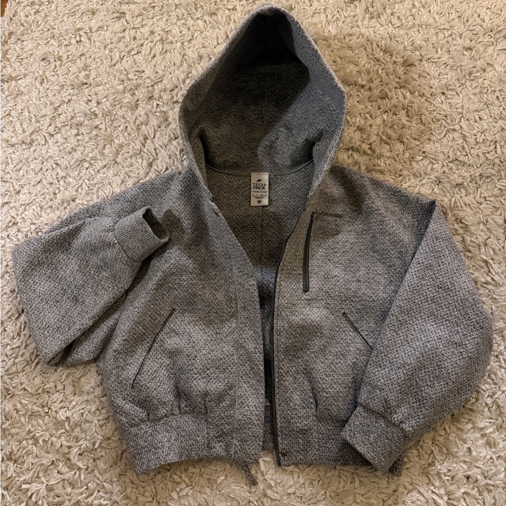 Nike Women’s Charcoal Gray Hooded Crop Jacket